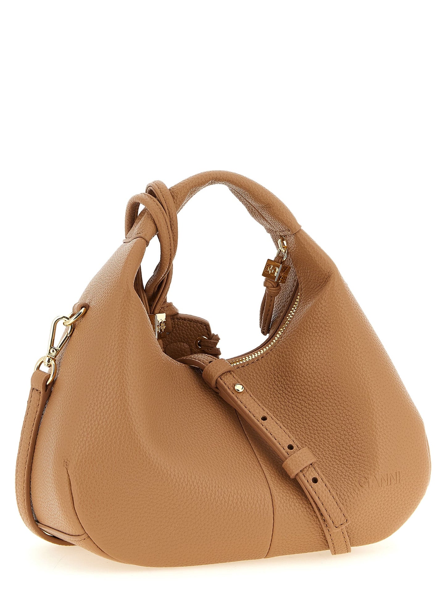 Exclusive Ganni Polyester Handbag – Beige — Side View