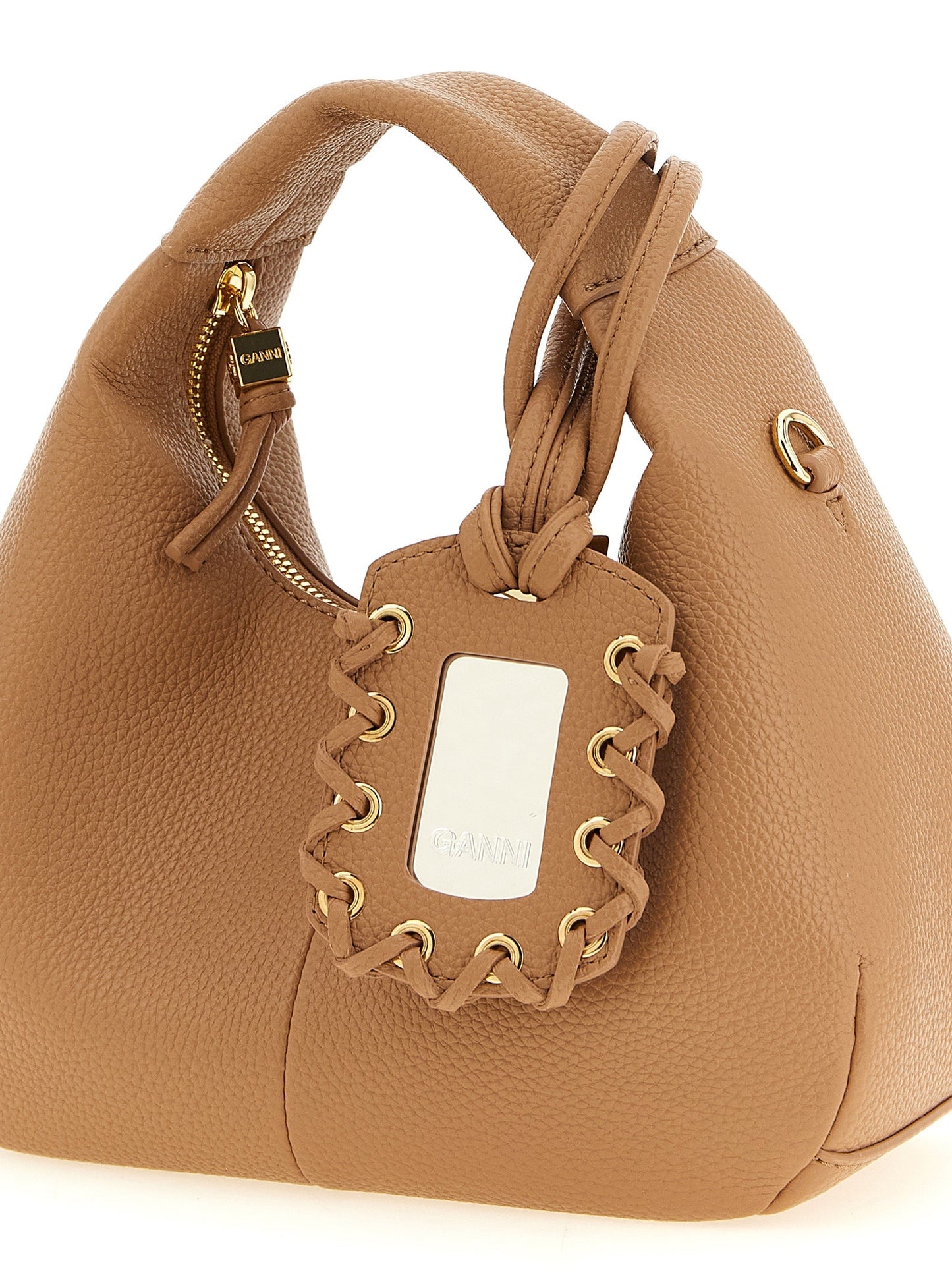Exclusive Ganni Polyester Handbag – Beige — Back View