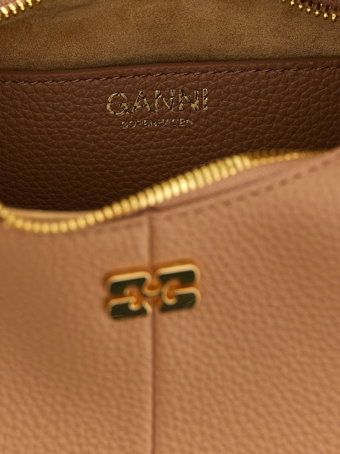 Exclusive Ganni Polyester Handbag – Beige — Top View
