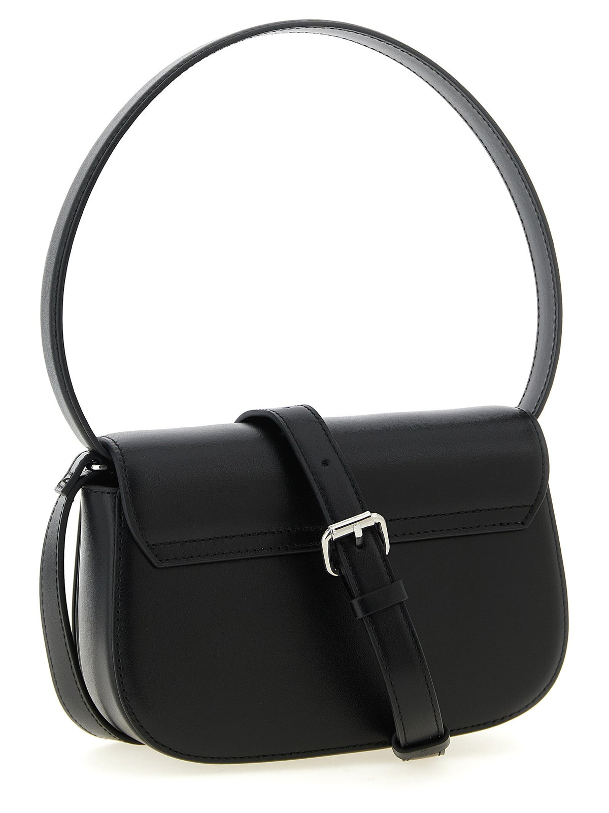 Exclusive Diesel Cowhide Leather Shoulder Bag – Black — Side View