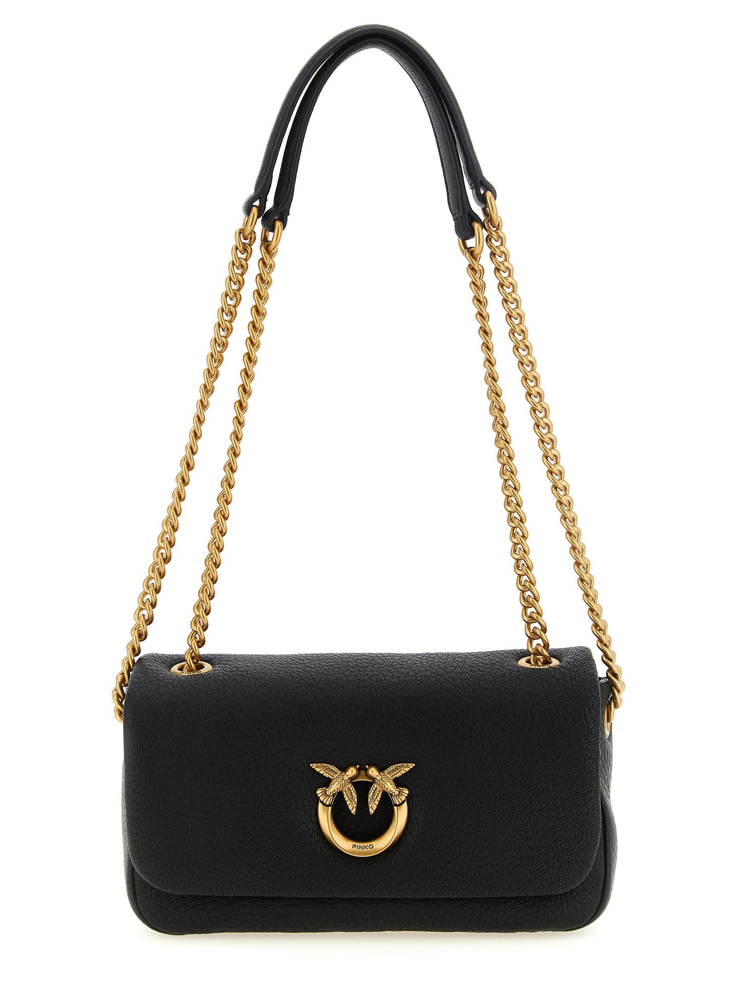 Exclusive PINKO Lambskin Shoulder Bag – Black — Front View