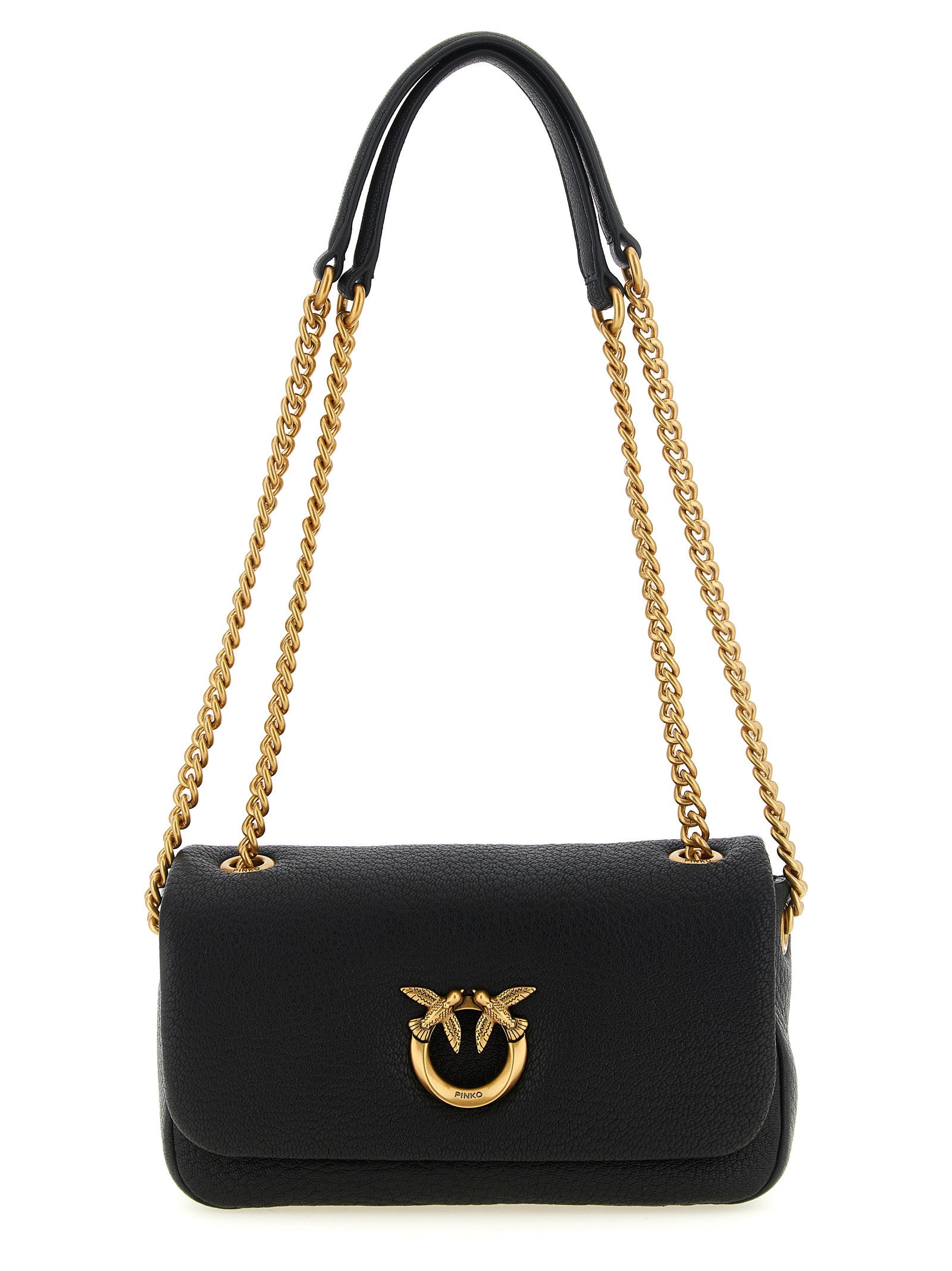 Exclusive PINKO Lambskin Shoulder Bag – Black — Front View