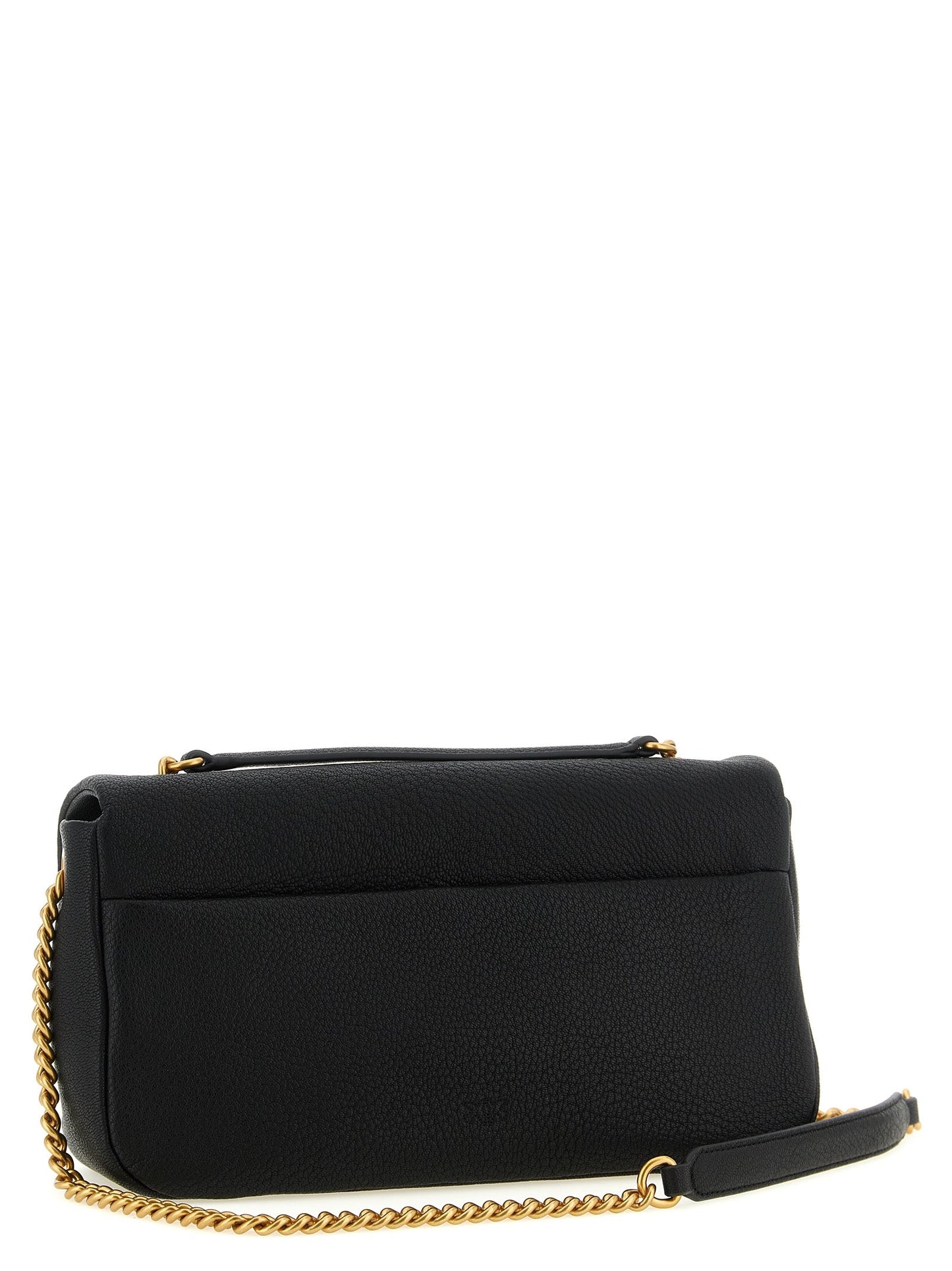 Exclusive PINKO Love Hammered Lamb Leather Shoulder Bag – Black — Side View