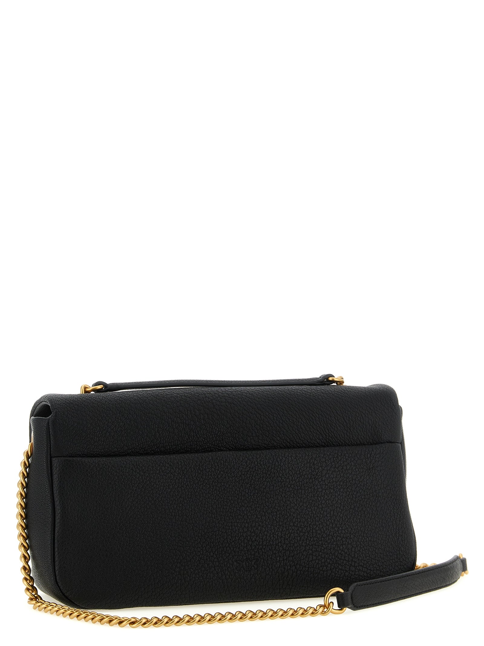 Exclusive PINKO Love Hammered Lamb Leather Shoulder Bag – Black — Side View