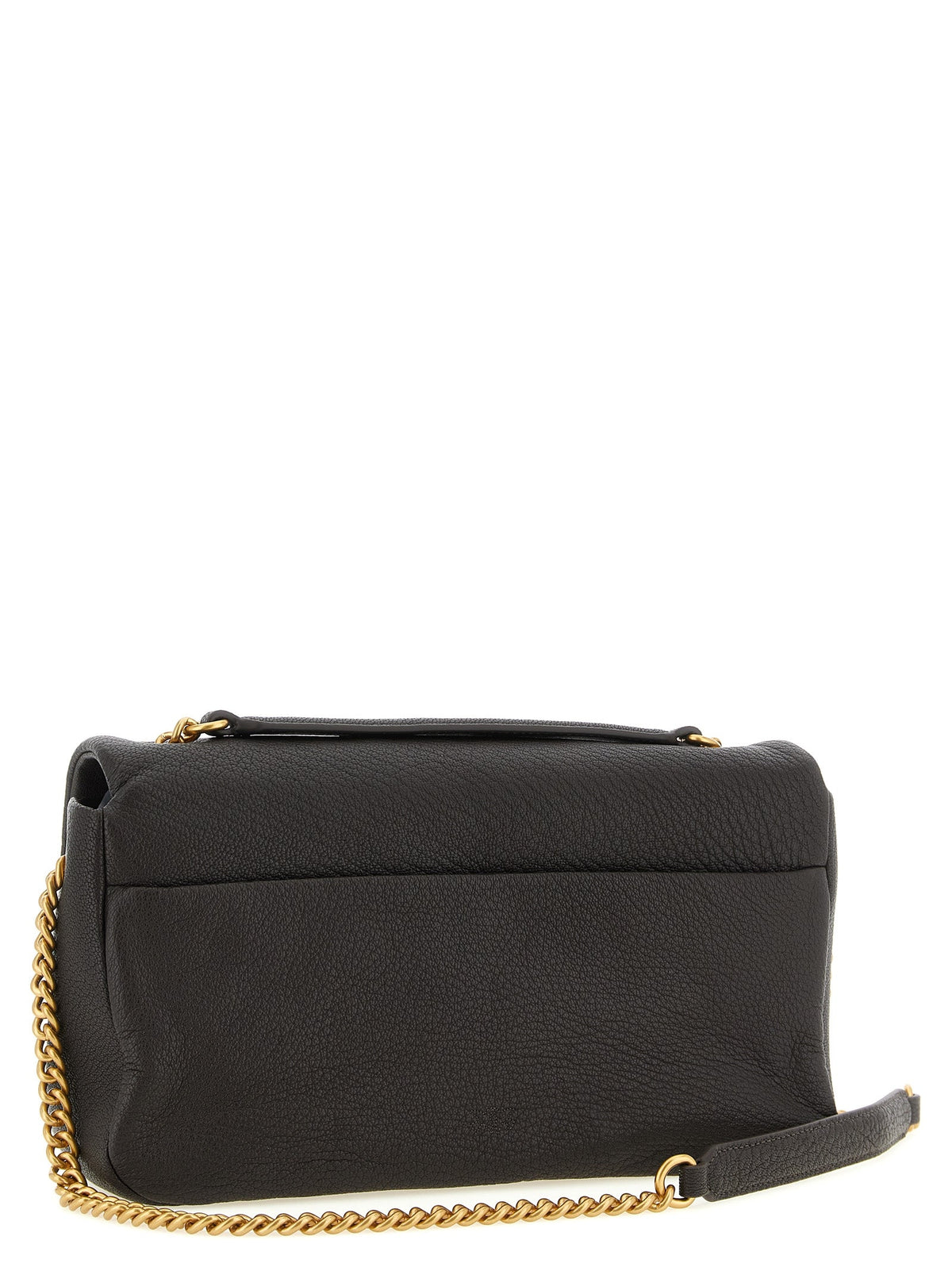 Exclusive PINKO Love Hammered Lamb Leather Shoulder Bag – Brown — Side View