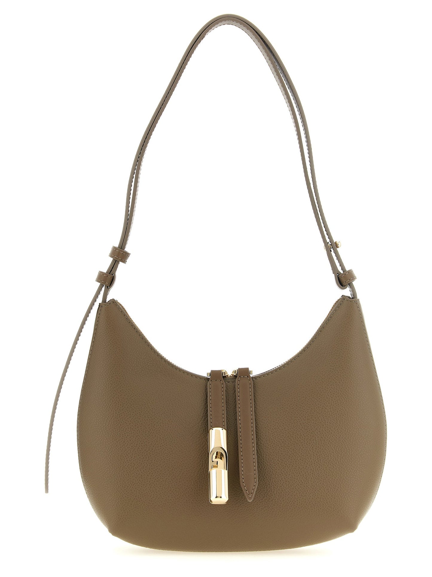Exclusive Furla Goccia S Calfskin Shoulder Bag – Beige — Front View