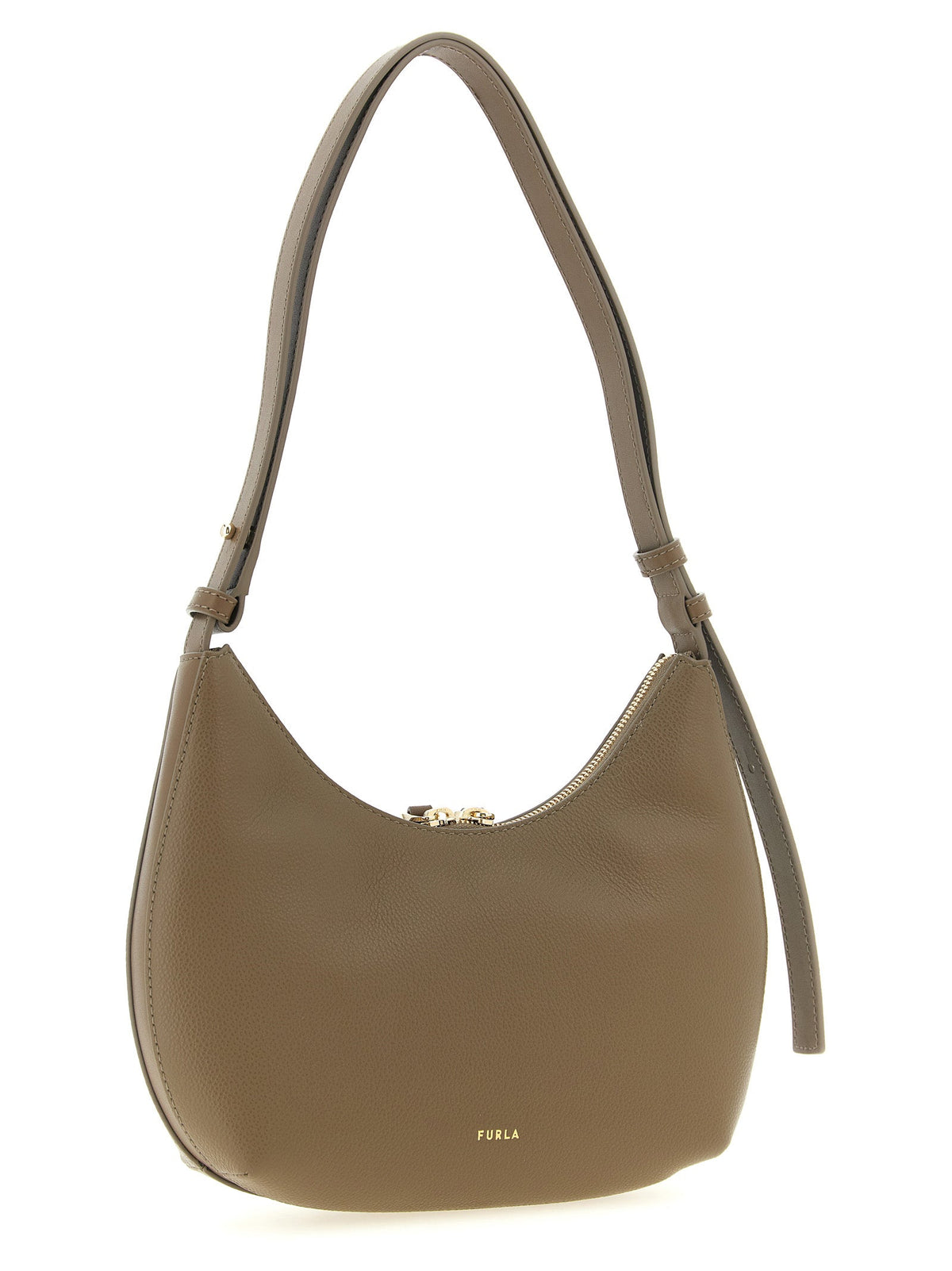 Exclusive Furla Goccia S Calfskin Shoulder Bag – Beige — Side View