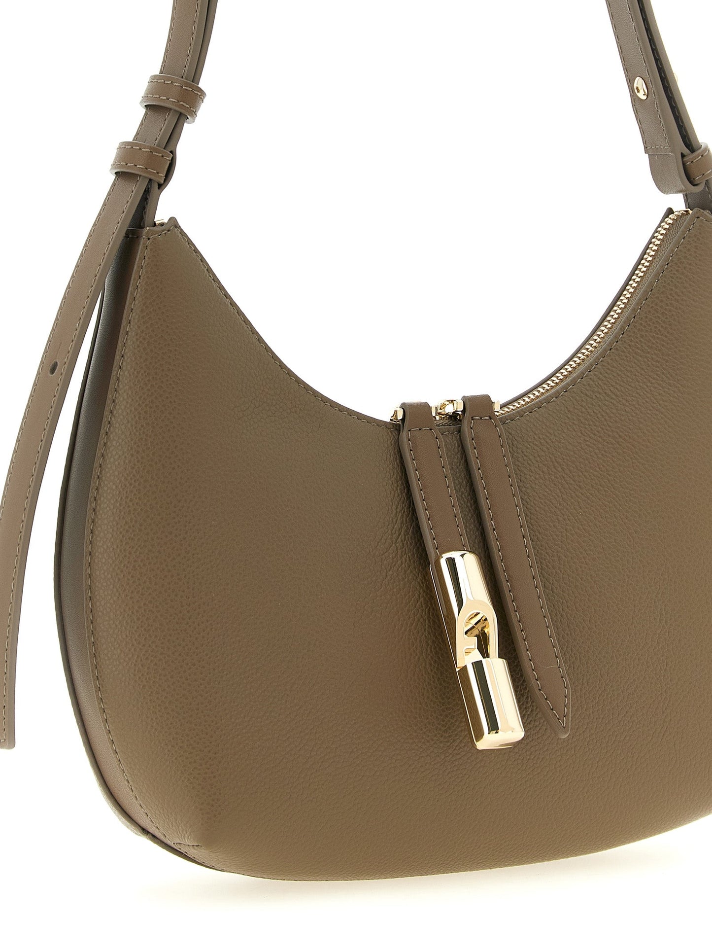 Exclusive Furla Goccia S Calfskin Shoulder Bag – Beige — Back View