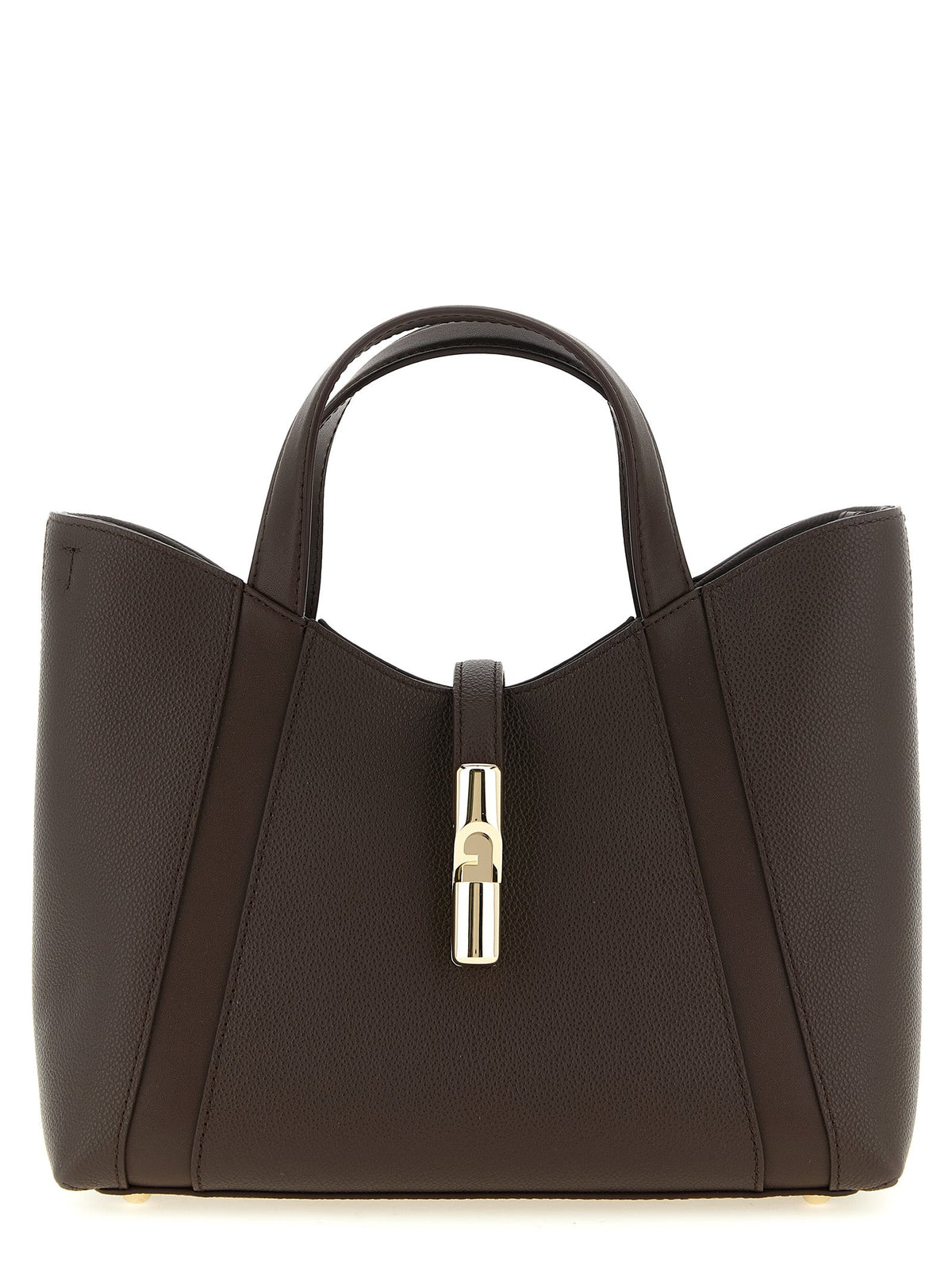 Exclusive Furla Goccia S Calfskin Tote – Dark Brown — Front View