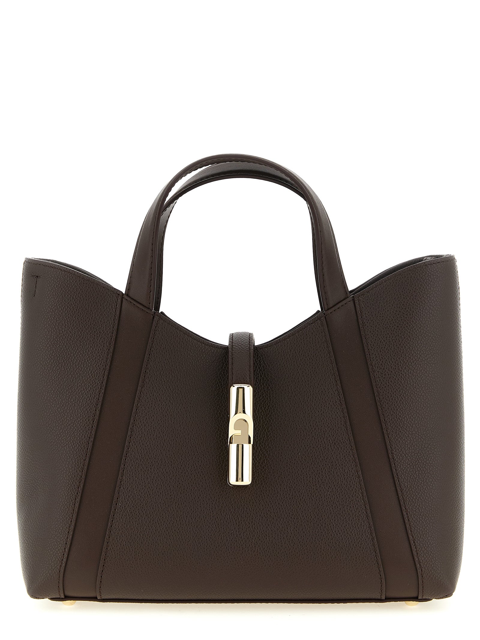 Exclusive Furla Goccia S Calfskin Tote – Dark Brown — Front View
