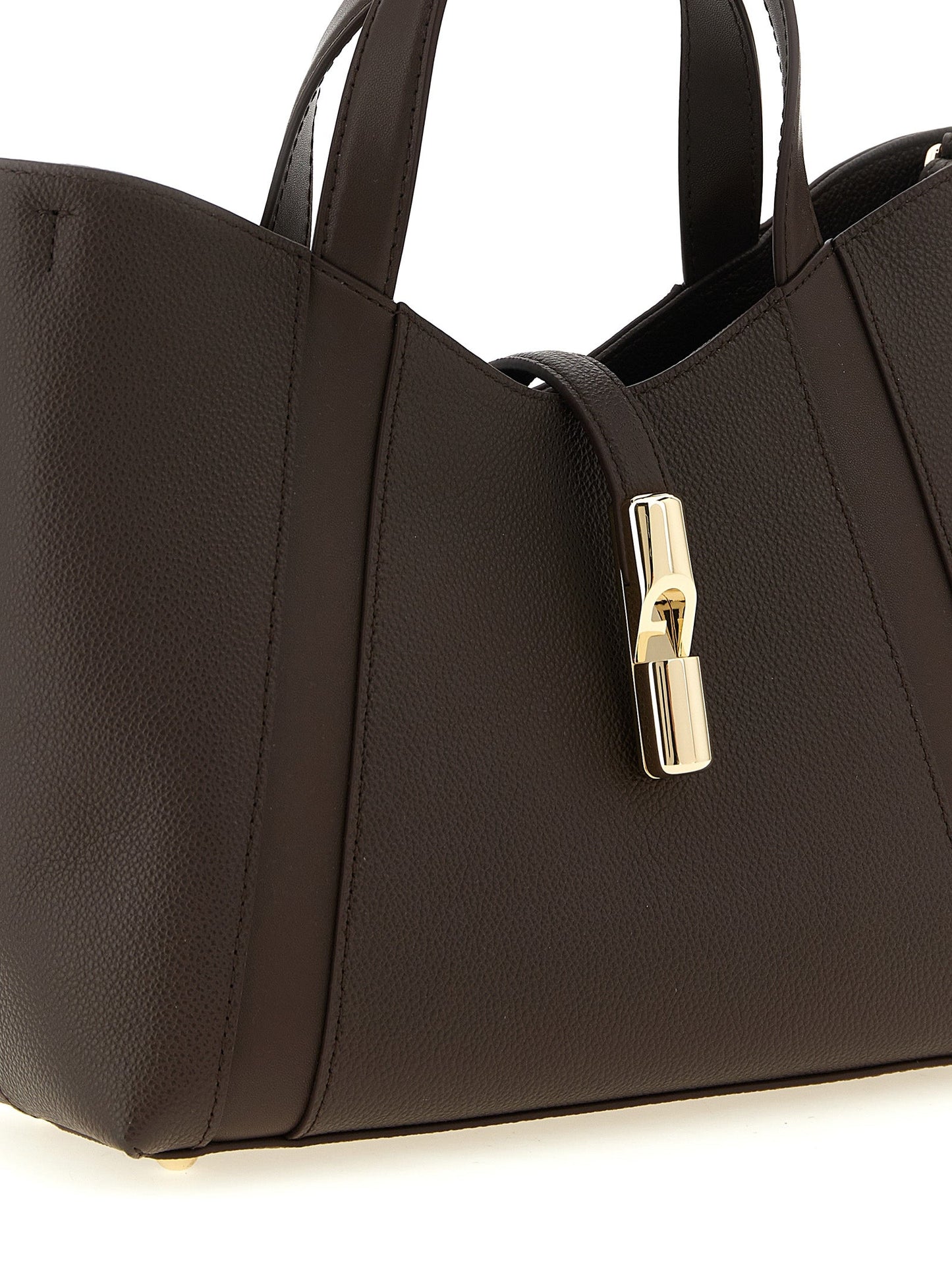 Exclusive Furla Goccia S Calfskin Tote – Dark Brown — Back View