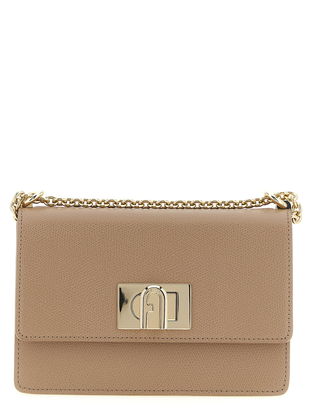 Exclusive Furla 1927 Mini Calfskin Crossbody – Beige — Front View
