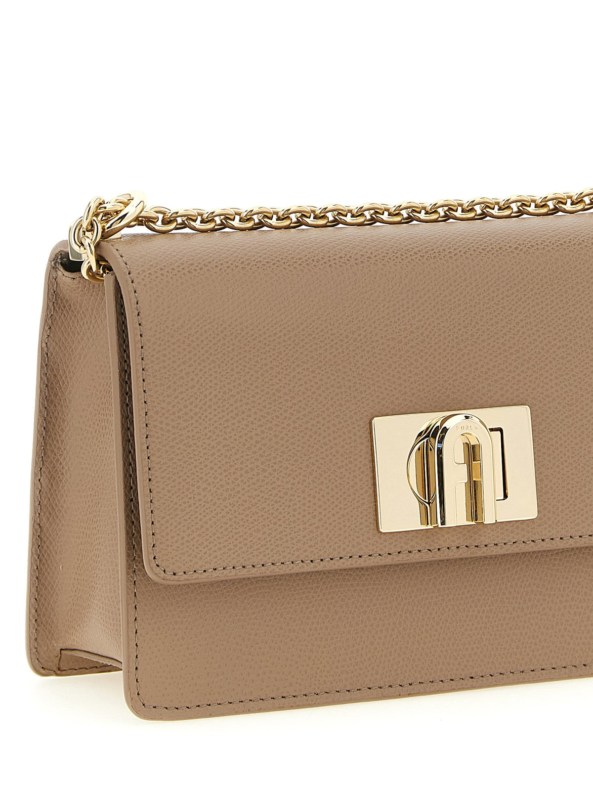 Exclusive Furla 1927 Mini Calfskin Crossbody – Beige — Back View
