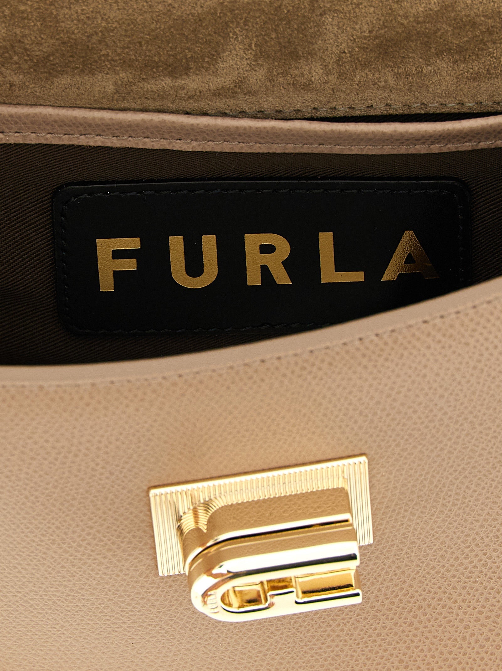 Exclusive Furla 1927 Mini Calfskin Crossbody – Beige — Top View