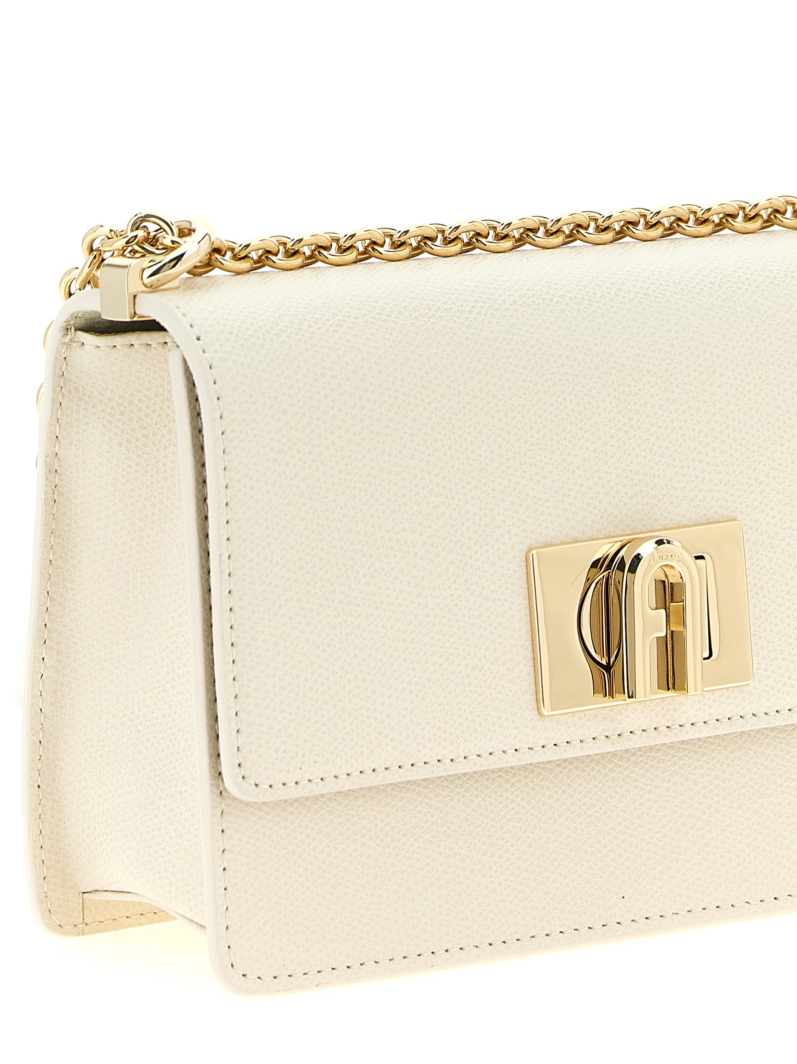 Exclusive Furla 1927 Mini Calfskin Crossbody – White — Back View