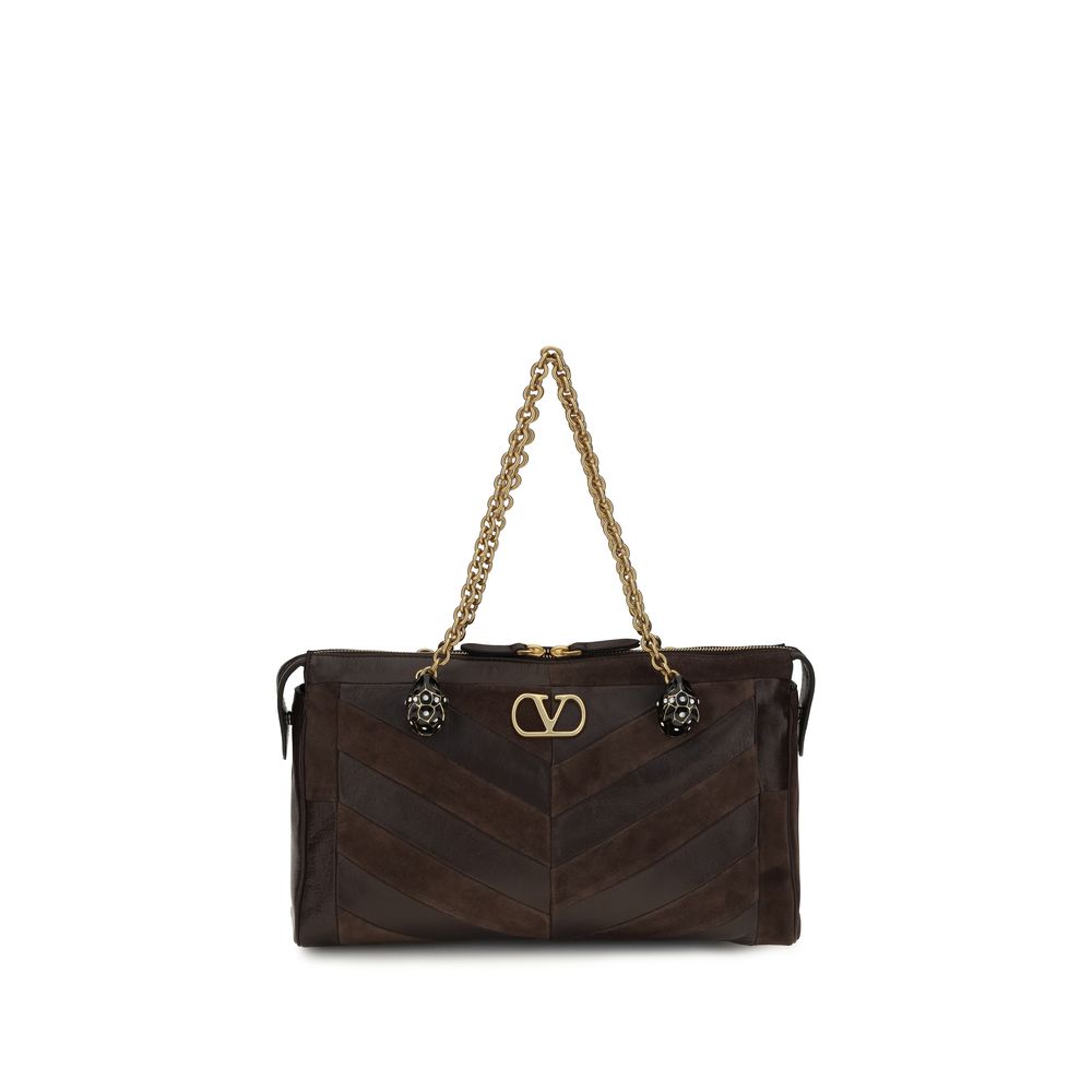 Exclusive Valentino Garavani Calfskin Shoulder Bag – Brown — Front View