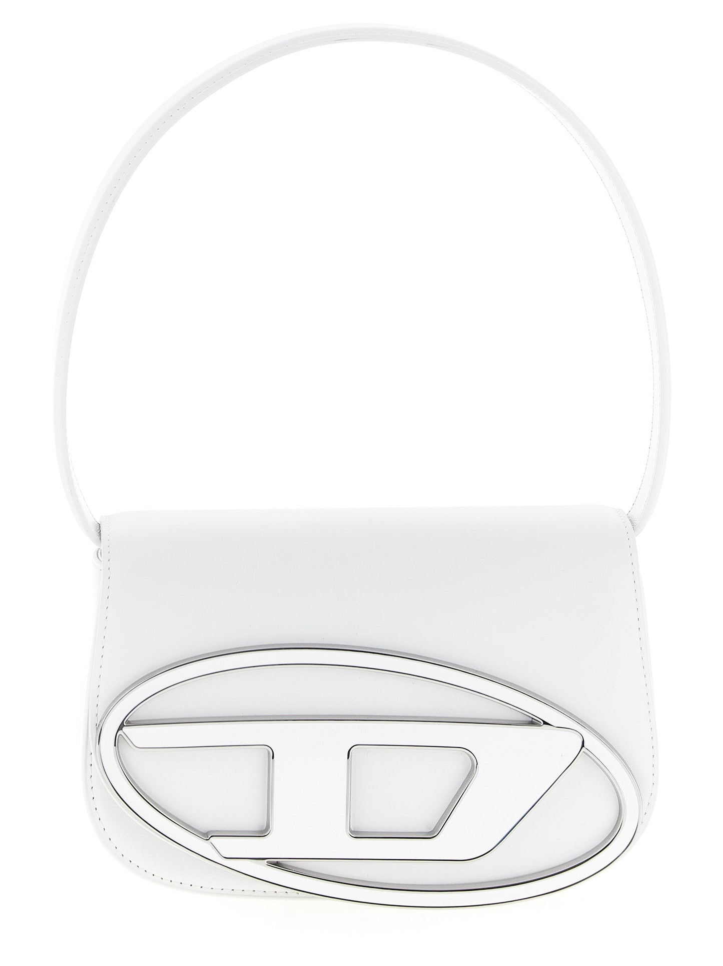 Exclusive Diesel Cowhide Leather Shoulder Bag – White — Front View