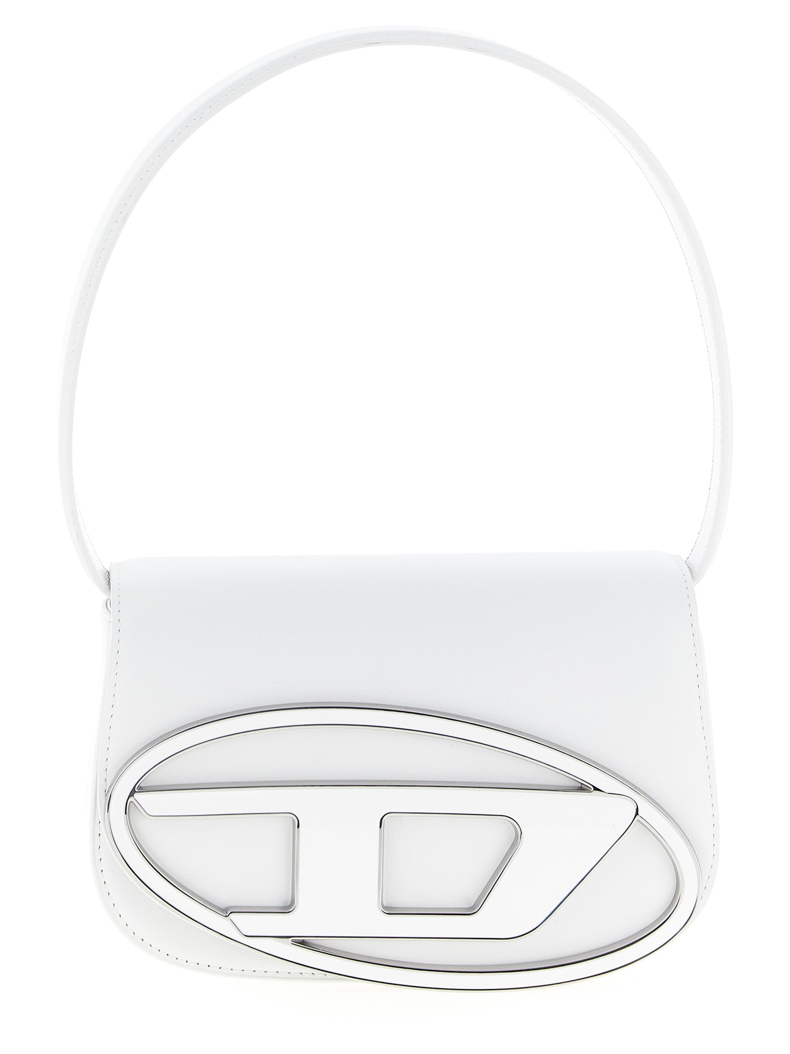 Exclusive Diesel Cowhide Leather Shoulder Bag – White — Front View