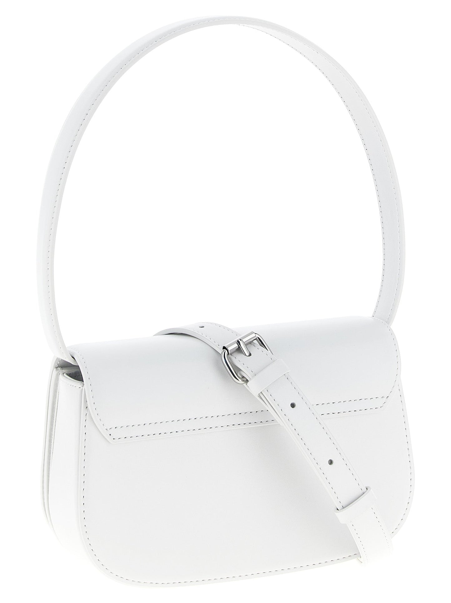 Exclusive Diesel Cowhide Leather Shoulder Bag – White — Side View