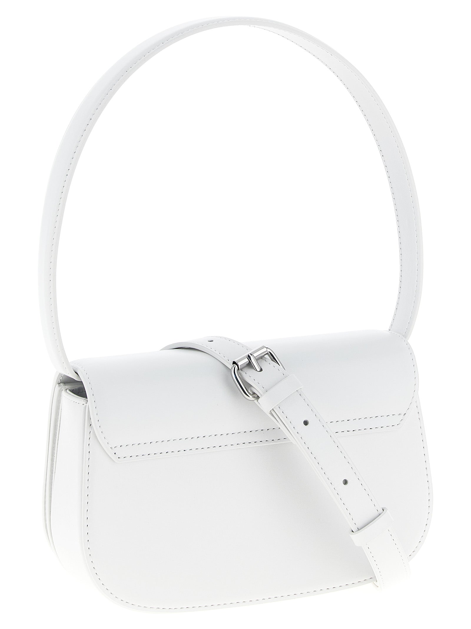 Exclusive Diesel Cowhide Leather Shoulder Bag – White — Side View