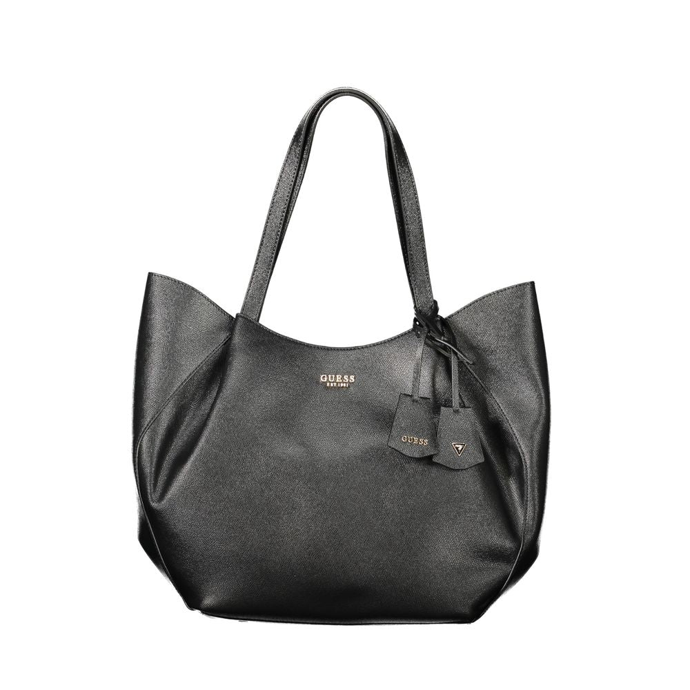 Exclusive Guess Jeans Polyurethane Handbag – Black — Front View