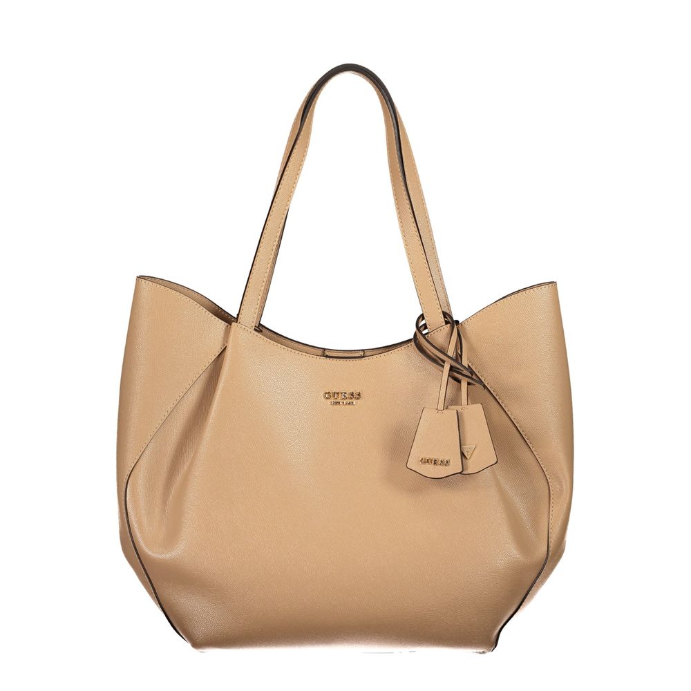 Exclusive Guess Jeans Polyurethane Handbag – Beige — Side View