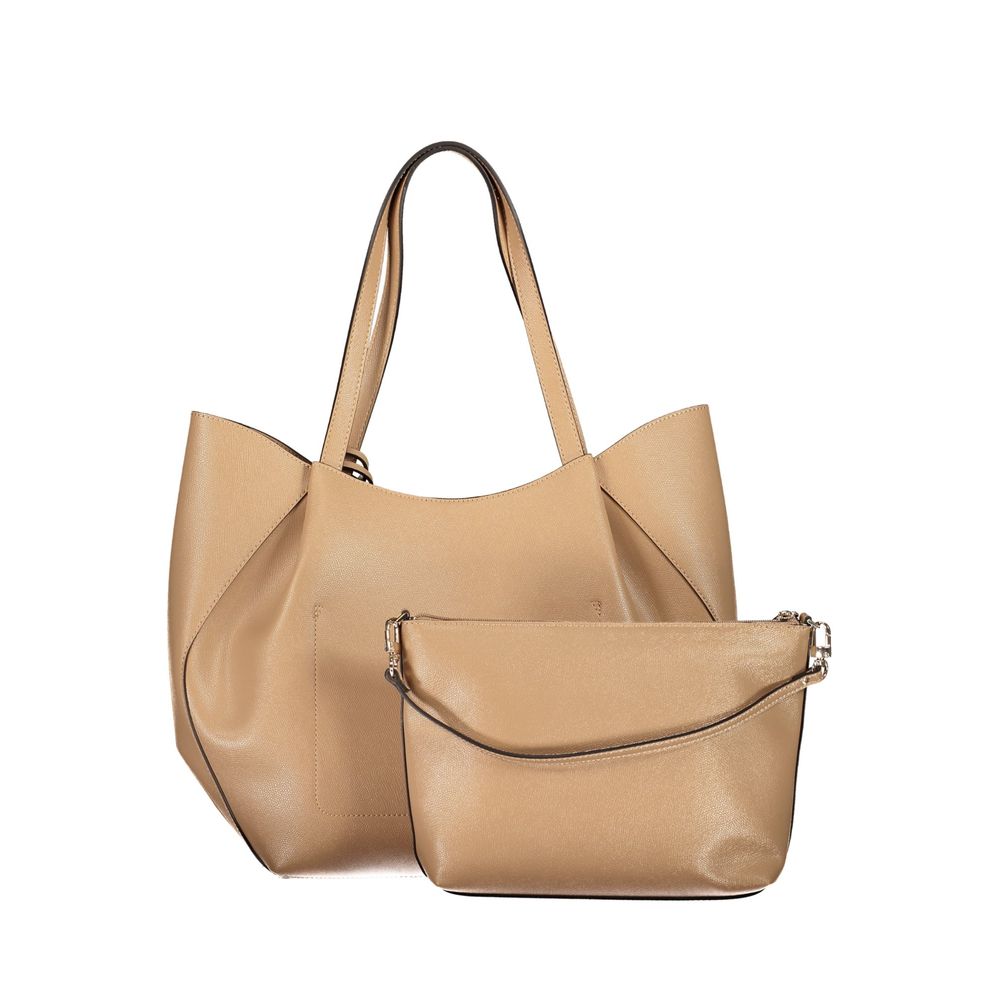 Exclusive Guess Jeans Polyurethane Handbag – Beige — Back View