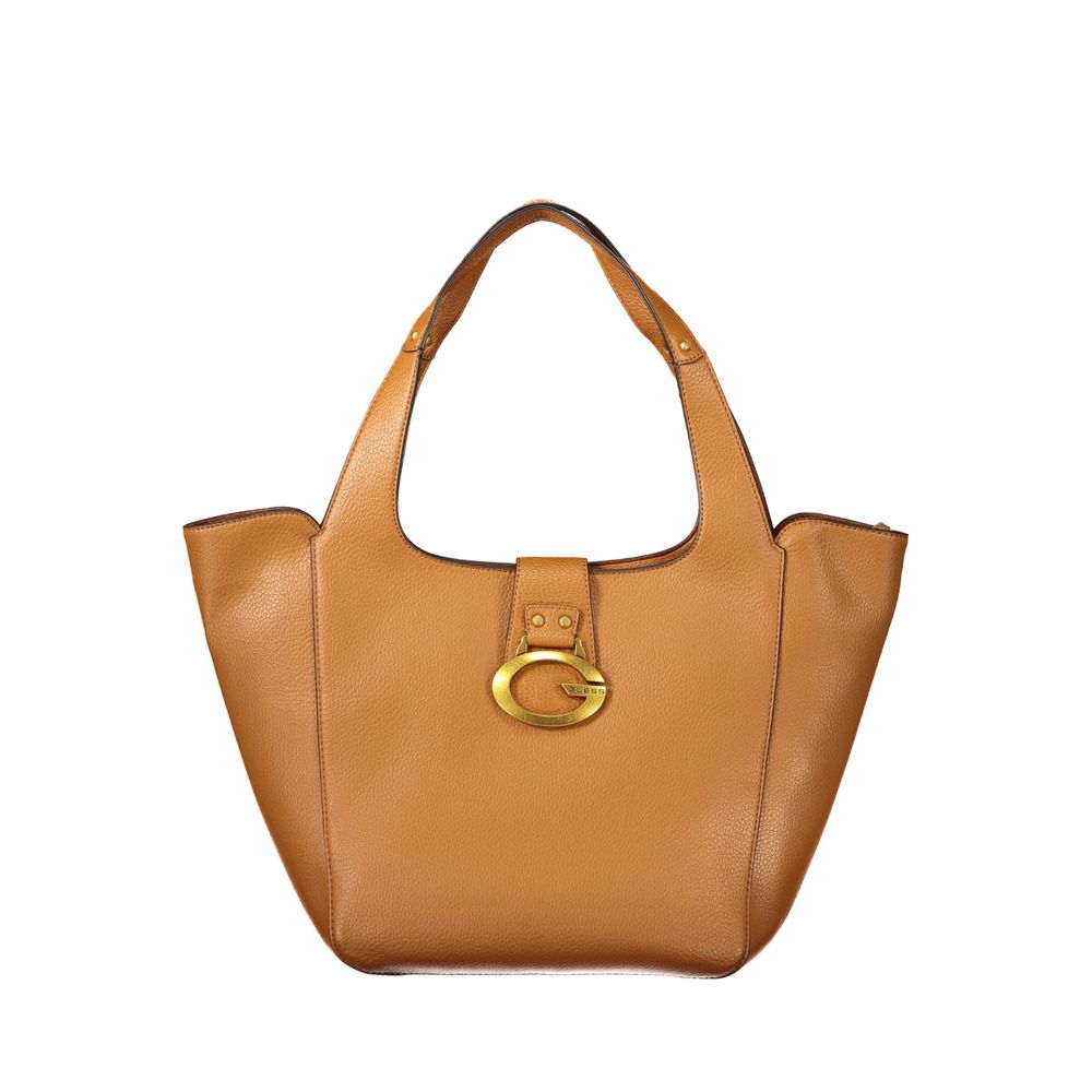 Exclusive Guess Jeans Polyurethane Handbag – Brown — Front View