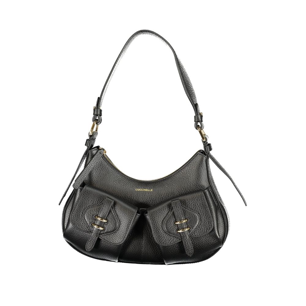 Exclusive Coccinelle Mavery Pocket Leather Bag – Black — Front View