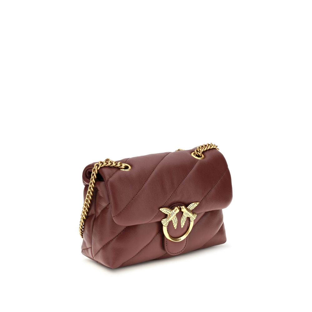 Exclusive PINKO Love Mini Puff Quilted Leather Shoulder Bag – Bordeaux — Side View