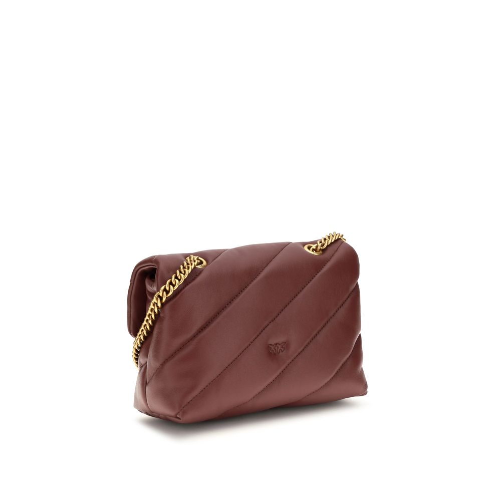 Exclusive PINKO Love Mini Puff Quilted Leather Shoulder Bag – Bordeaux — Back View