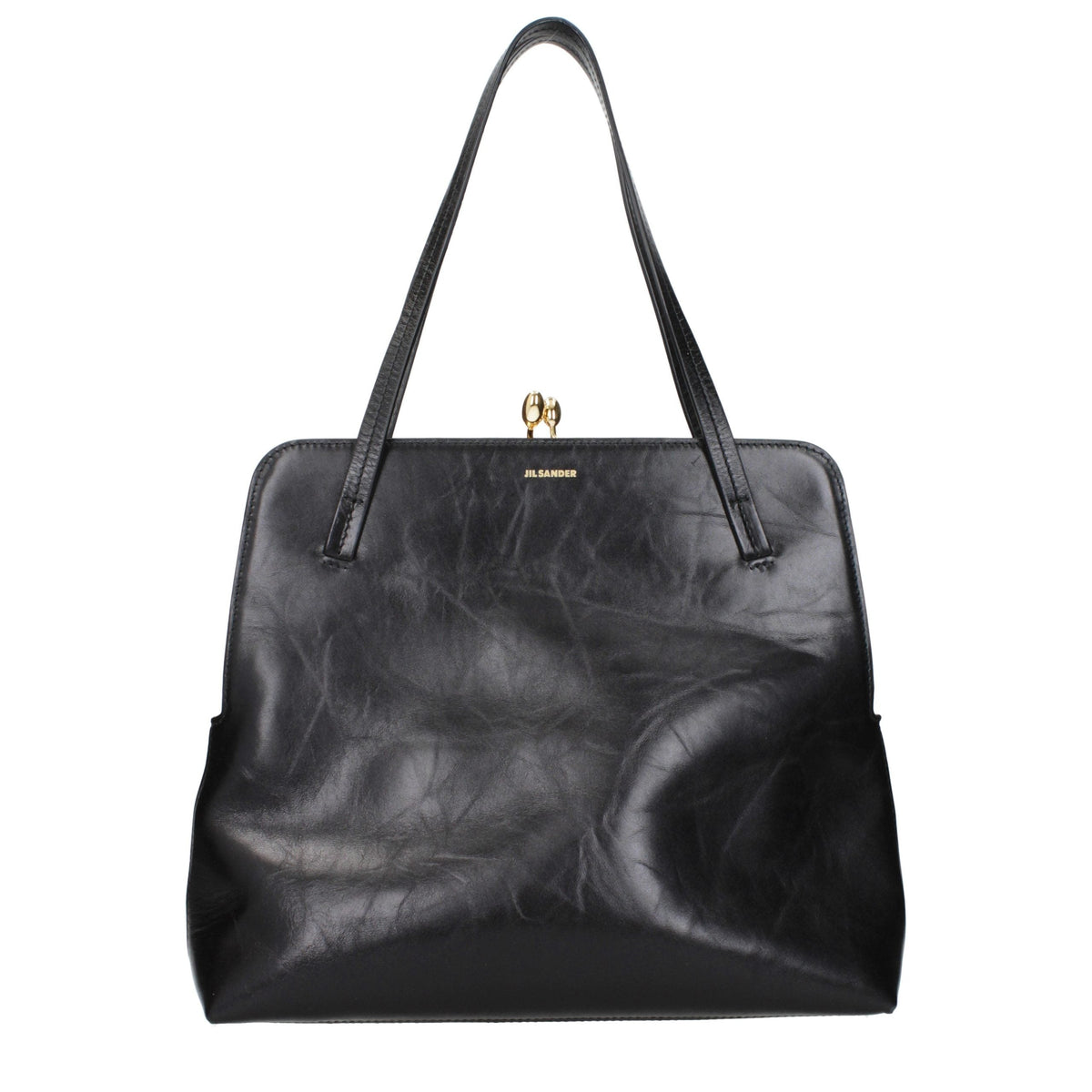 Exclusive Jil Sander Leather Shoulder Bag – Black — Front View