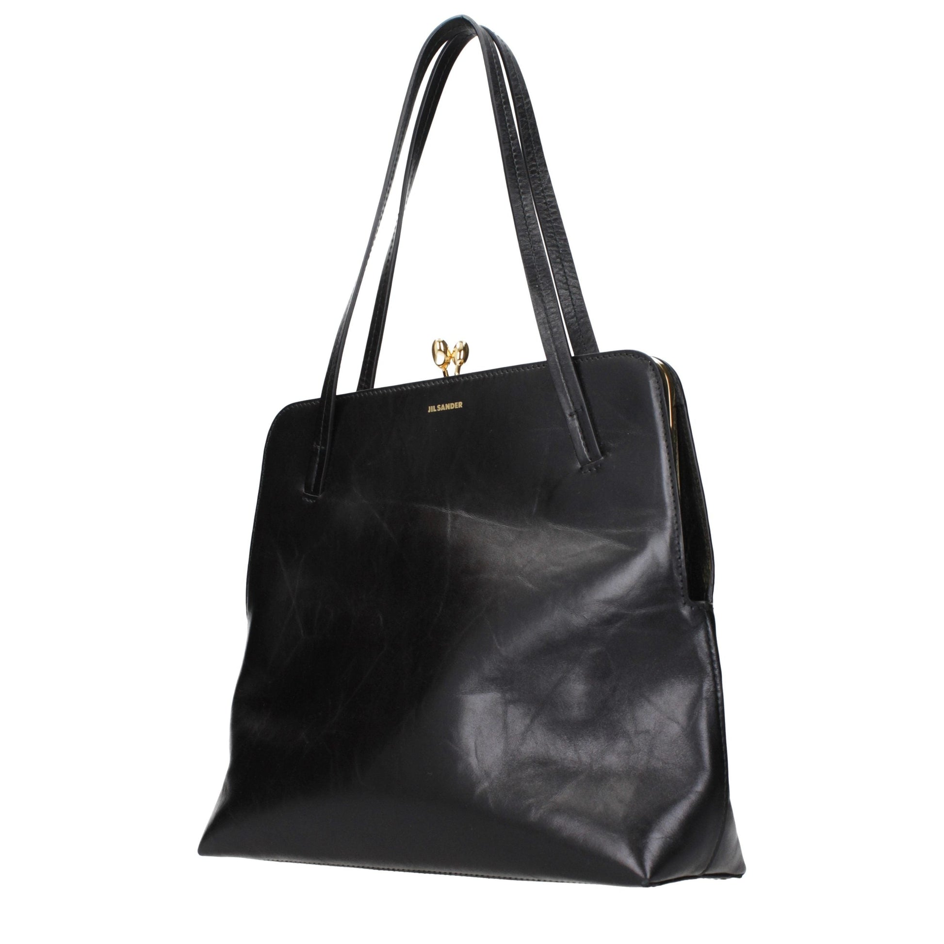 Exclusive Jil Sander Leather Shoulder Bag – Black — Side View
