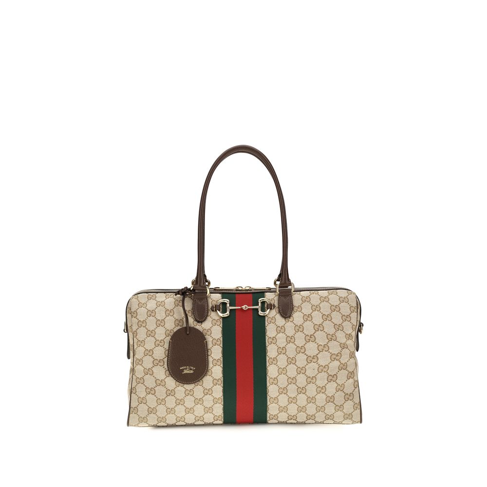 Exclusive Gucci Fabric Handbag – Beige — Front View
