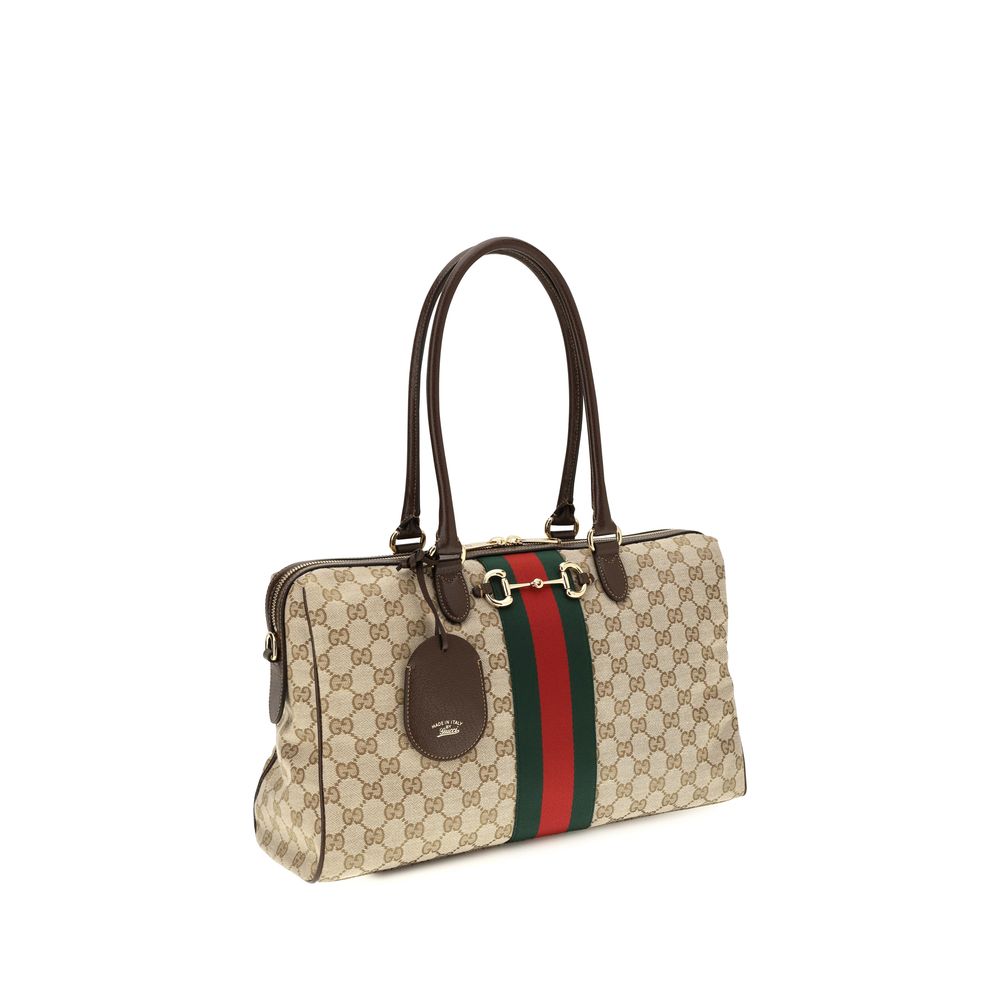 Exclusive Gucci Fabric Handbag – Beige — Side View