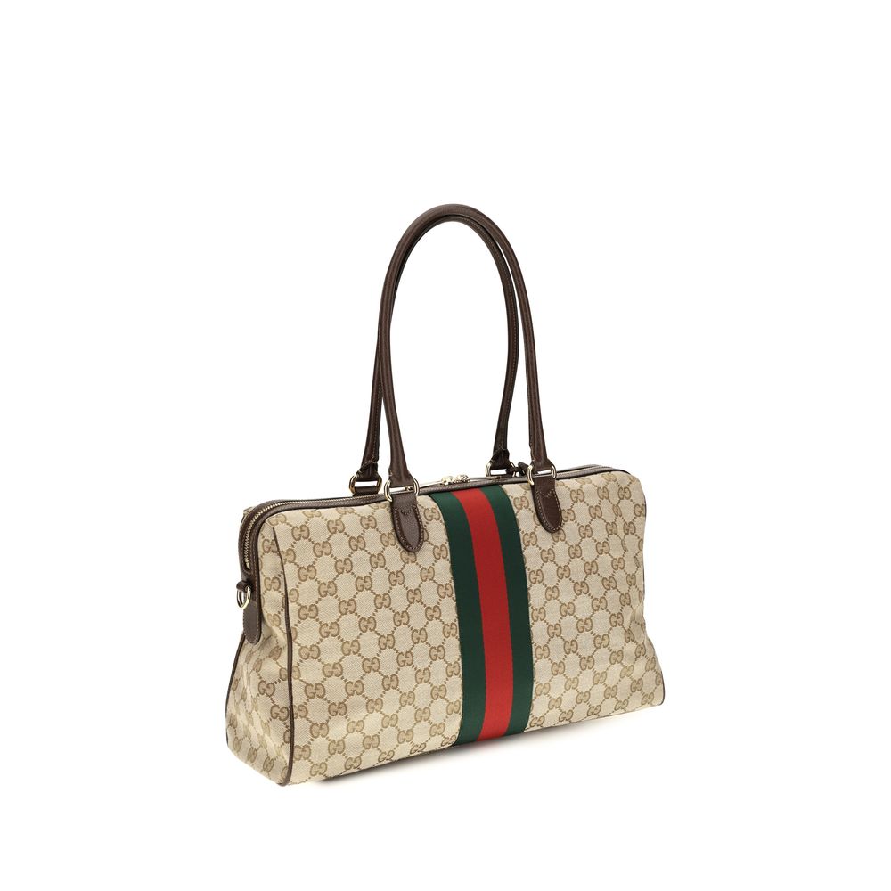 Exclusive Gucci Fabric Handbag – Beige — Back View