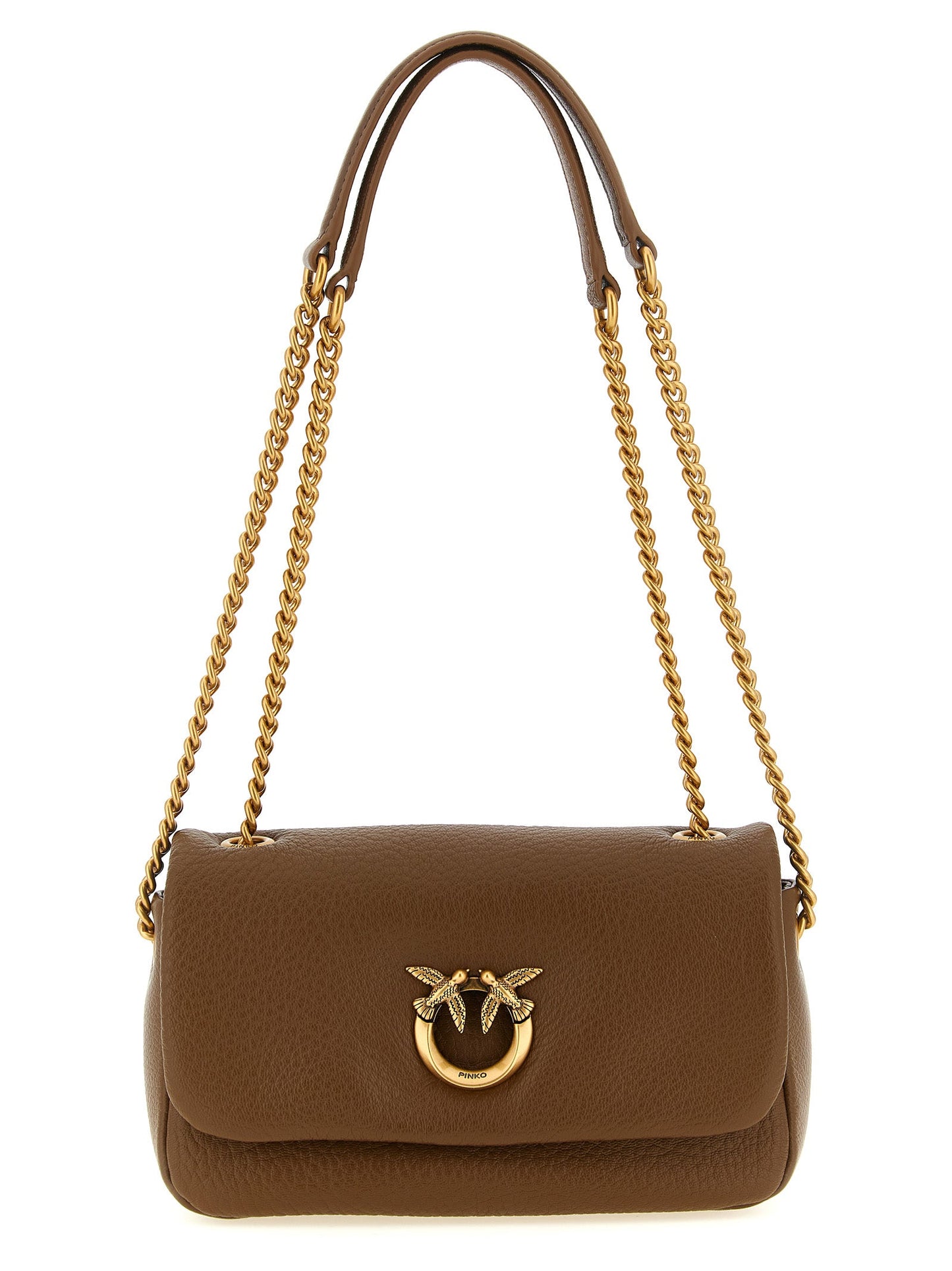 Exclusive PINKO Lambskin Shoulder Bag – Brown — Front View