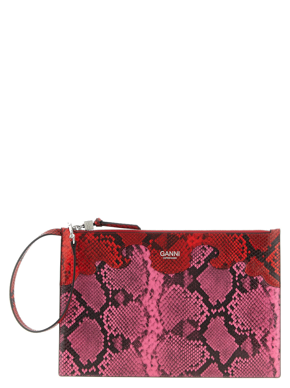 Exclusive Ganni Polyester Clutch Bag – Fuchsia — Front View