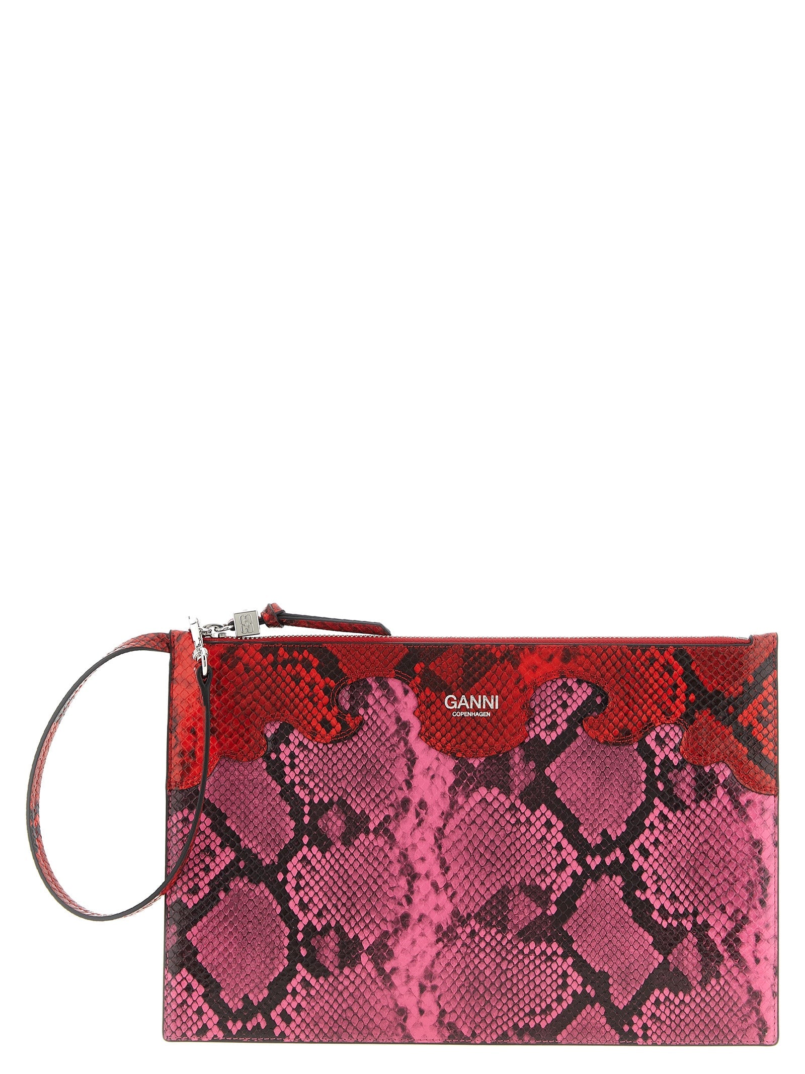 Exclusive Ganni Polyester Clutch Bag – Fuchsia — Front View