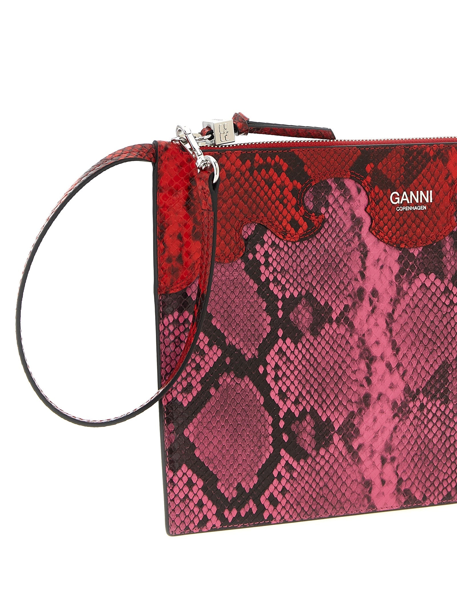 Exclusive Ganni Polyester Clutch Bag – Fuchsia — Back View