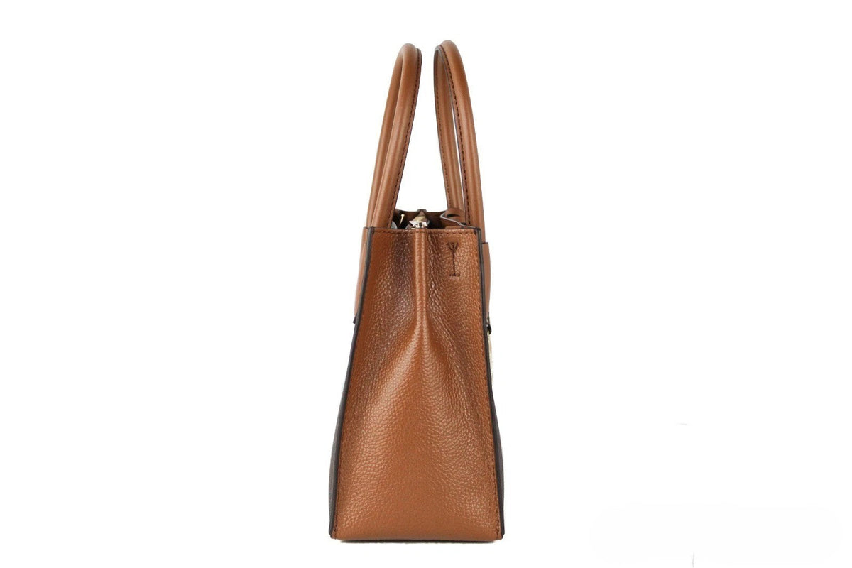 Exclusive Michael Kors Mercer Medium Logo Accordion Crossbody – Brown — Back View