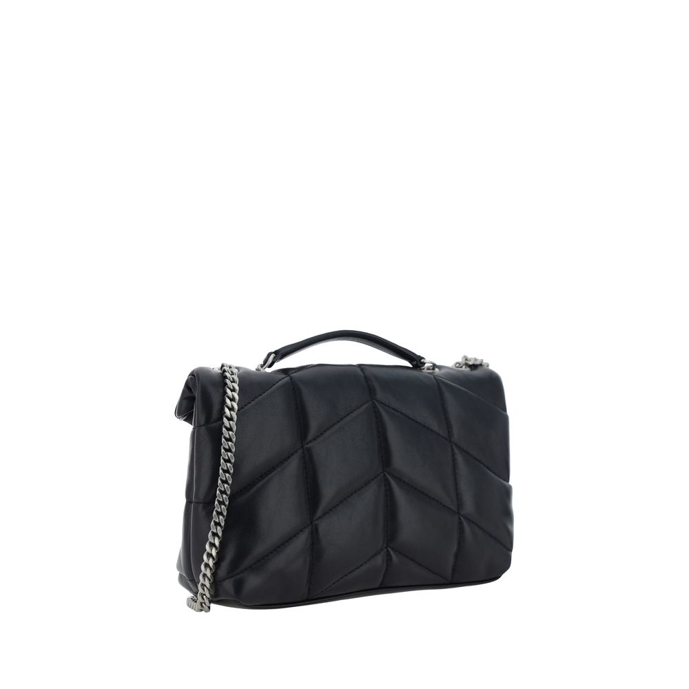 Exclusive Saint Laurent Lambskin Shoulder Bag – Black — Back View