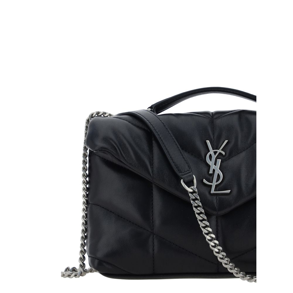 Exclusive Saint Laurent Lambskin Shoulder Bag – Black — Top View