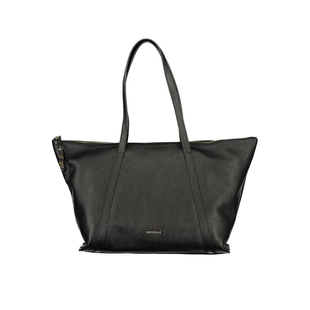 Exclusive Coccinelle Nory Leather Shoulder Bag – Black — Front View