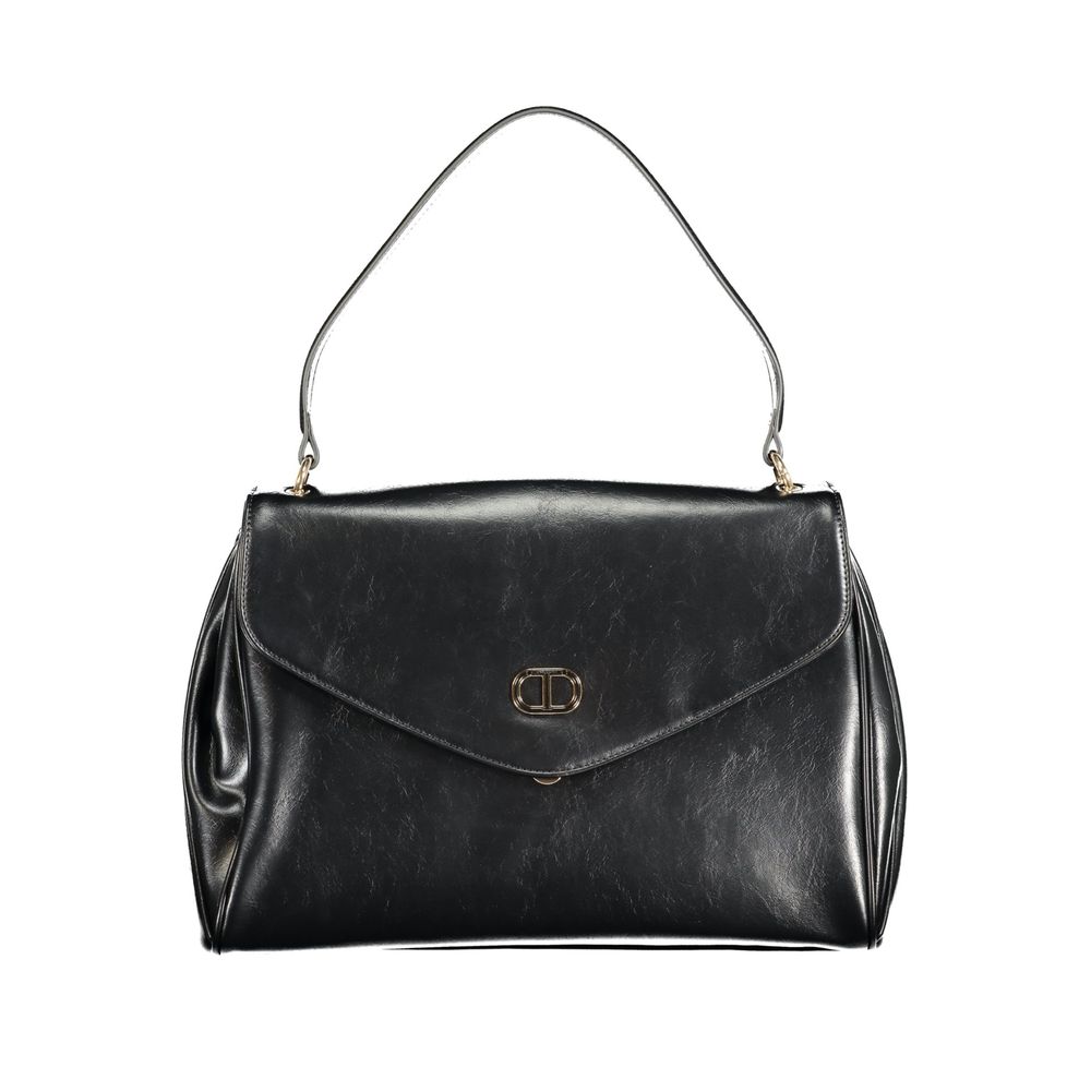 Exclusive Twinset Polyurethane Handbag – Black — Front View