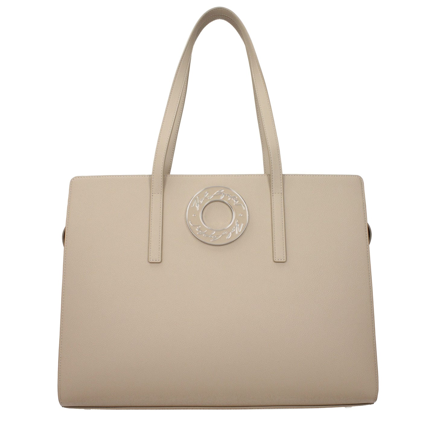 Exclusive Karl Lagerfeld Leather Shoulder Bag – Beige — Front View
