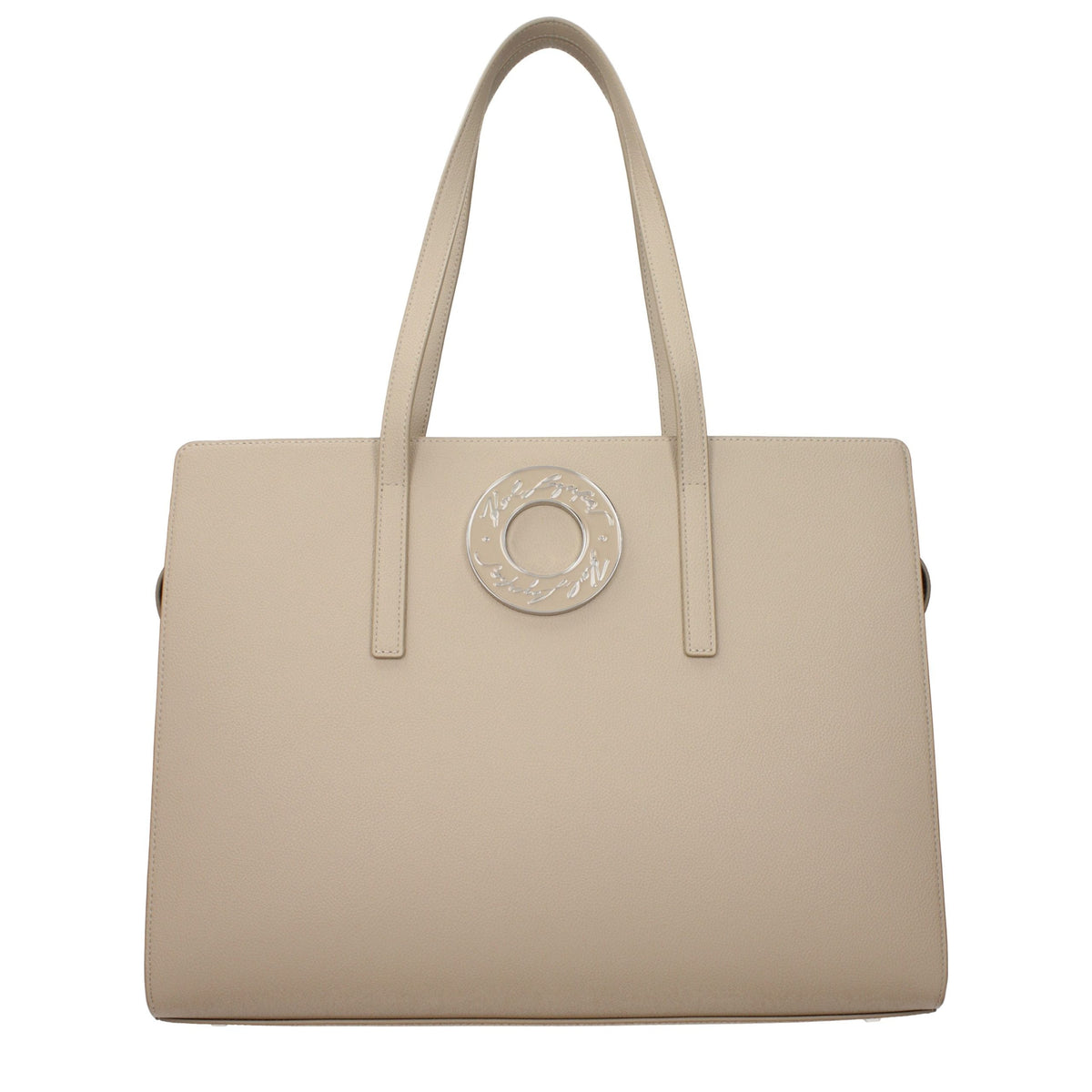 Exclusive Karl Lagerfeld Leather Shoulder Bag – Beige — Front View