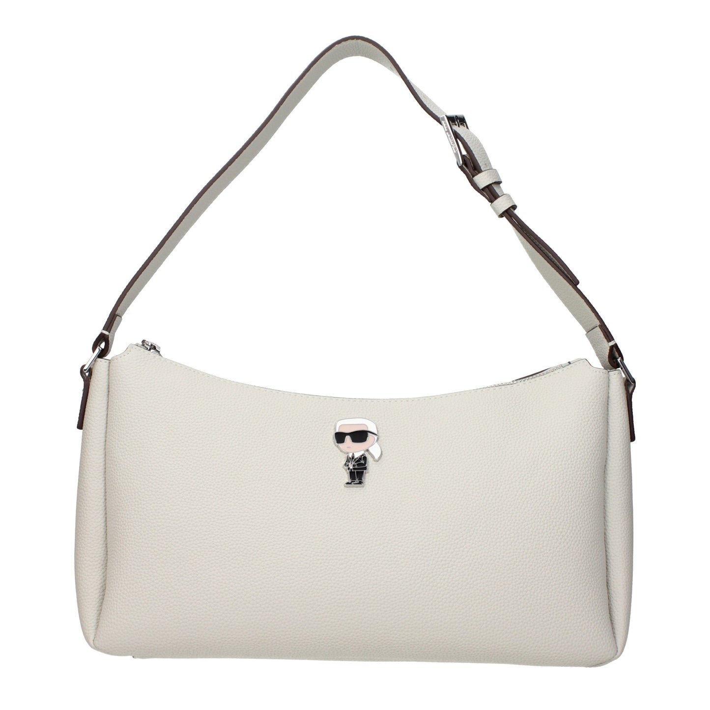 Exclusive Karl Lagerfeld Leather Shoulder Bag – Gray — Front View