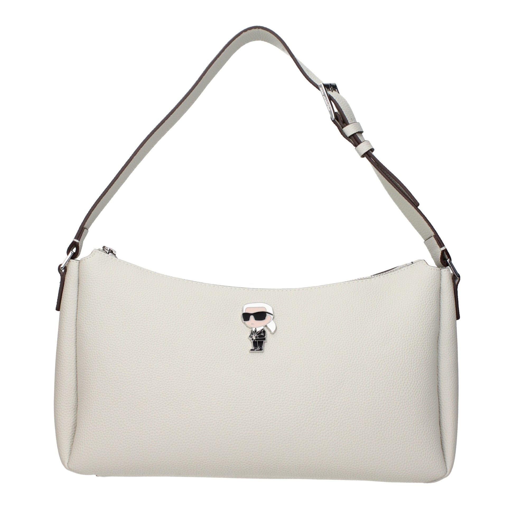 Exclusive Karl Lagerfeld Leather Shoulder Bag – Gray — Front View
