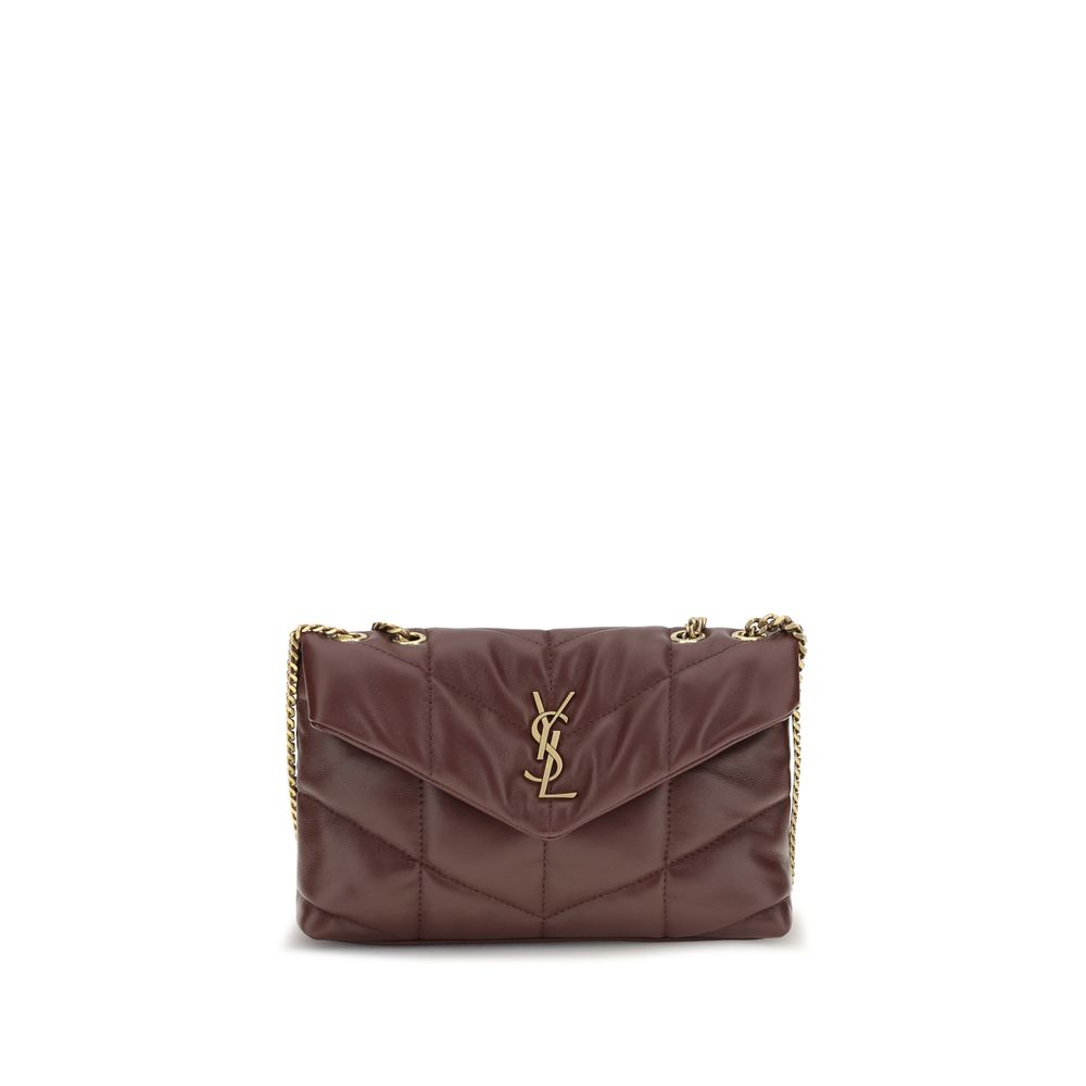 Exclusive Saint Laurent Lambskin Shoulder Bag – Bordeaux — Front View